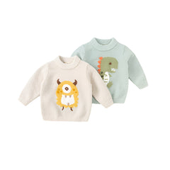 Dave&Bella Toddler Girls/Boys Autumn Carton Print Playful Chenille Sweater Tops