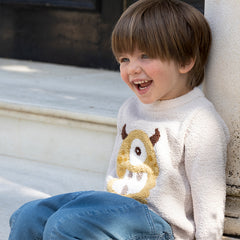 Dave&Bella Toddler Girls/Boys Autumn Carton Print Playful Chenille Sweater Tops