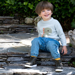 Dave&Bella Toddler Girls/Boys Autumn Carton Print Playful Chenille Sweater Tops