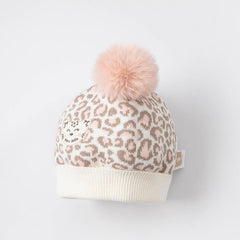 Dave&Bella Girls Winter Cute Styling Pink Leopard Print Brimless Pullover Hat