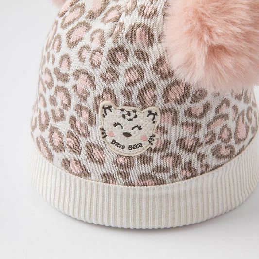 Dave&Bella Girls Winter Cute Styling Pink Leopard Print Brimless Pullover Hat