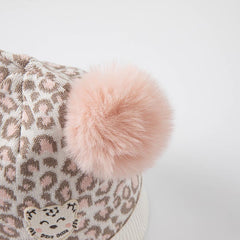 Dave&Bella Girls Winter Cute Styling Pink Leopard Print Brimless Pullover Hat