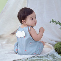 Dave&Bella Baby Girls Summer Cute Sky Blue Lightweight Cotton Rompers