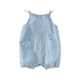Dave&Bella Baby Girls Summer Cute Sky Blue Lightweight Cotton Rompers