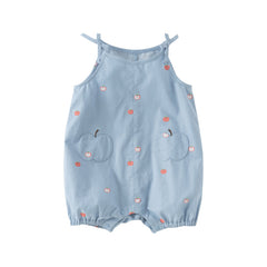 Dave&Bella Baby Girls Summer Cute Sky Blue Lightweight Cotton Rompers