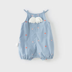 Dave&Bella Baby Girls Summer Cute Sky Blue Lightweight Cotton Rompers