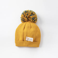 Dave&Bella Boys Winter Navy Blue/Yellow Warm Pullover Knit Hats