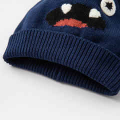 Dave&Bella Boys Winter Navy Blue/Yellow Warm Pullover Knit Hats