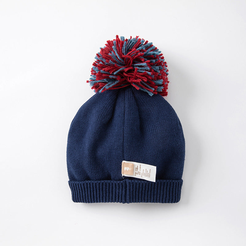 Dave&Bella Boys Navy Blue/Yellow Warm Pullover Knit Hats