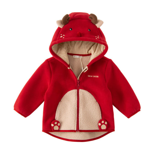 Dave&Bella Girls/Boys Autumn Zoo Series Warm Playful Fleece Jacket Coat