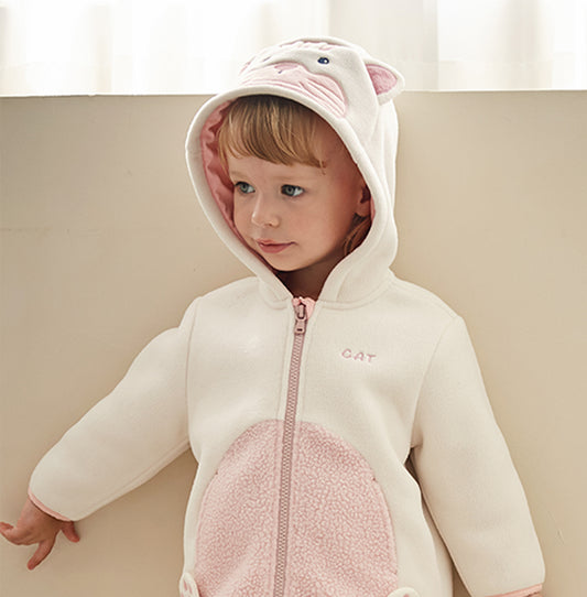 Dave&Bella Girls/Boys Autumn Zoo Series Warm Playful Fleece Jacket Coat