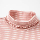 Dave&Bella キッズ 女の子用 多目的タートルネック 通気性コットン長袖Tシャツ トップス