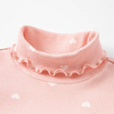 Dave&Bella キッズ 女の子用 多目的タートルネック 通気性コットン長袖Tシャツ トップス