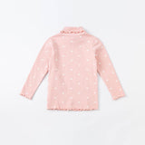 Dave&Bella キッズ 女の子用 多目的タートルネック 通気性コットン長袖Tシャツ トップス