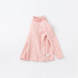 Dave&Bella キッズ 女の子用 多目的タートルネック 通気性コットン長袖Tシャツ トップス