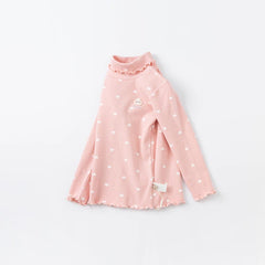 Dave&Bella Kids Girls Versatile Turtle Breathable Cotton Long Sleeve T-shirts Tops