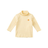 Dave&Bella キッズ 女の子用 多目的タートルネック 通気性コットン長袖Tシャツ トップス