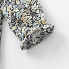 Dave&Bella Toddler Girls Autumn Sweet Cotton Grey Floral Print Casual A-line Dress