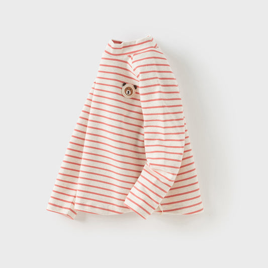 Dave&Bella Toddler Girls/Boys Autumn Cotton Striped Half Turtleneck T-Shirts Tops