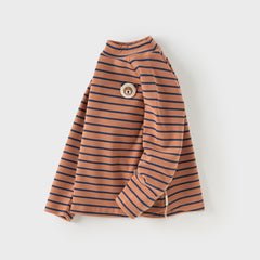 Dave&Bella Toddler Girls/Boys Autumn Cotton Striped Half Turtleneck T-Shirts Tops
