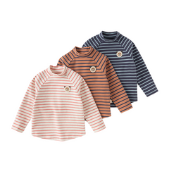 Dave&Bella Toddler Girls/Boys Autumn Cotton Striped Half Turtleneck T-Shirts Tops