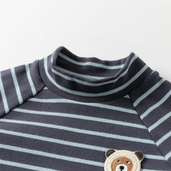 Dave&Bella Toddler Girls/Boys Autumn Cotton Striped Half Turtleneck T-Shirts Tops