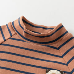 Dave&Bella Toddler Girls/Boys Autumn Cotton Striped Half Turtleneck T-Shirts Tops
