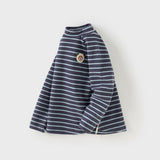 Dave&Bella Toddler Girls/Boys Cotton Striped Half Turtleneck T-Shirts Tops