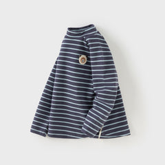 Dave&Bella Toddler Girls/Boys Autumn Cotton Striped Half Turtleneck T-Shirts Tops