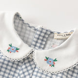 Dave&Bella Toddler Girls Sweet Cotton Blue Plaid Breathable Princess Dress