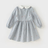 Dave&Bella Toddler Girls Sweet Cotton Blue Plaid Breathable Princess Dress