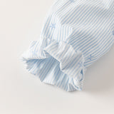 Dave&Bella Toddler Girls Blue White Striped School Breathable Cotton A-line Dress