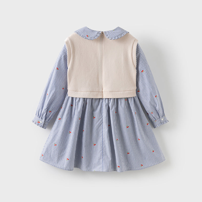Dave&Bella Toddler Girls Breathable Cotton Khaki A-line Princess Dress