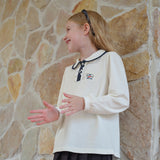 Dave&Bella Kids Girls Casual White/Pink Long Sleeve Preppy Polos