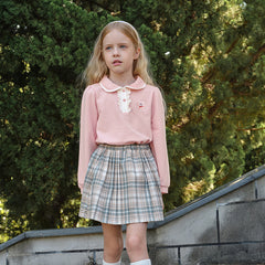 Dave&Bella Children Girls Spring Casual Polo Shirt Tops-Pink