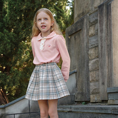 Dave&Bella Children Girls Spring Casual Polo Shirt Tops-Pink