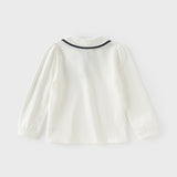Dave&Bella Kids Girls Casual White/Pink Long Sleeve Preppy Polos