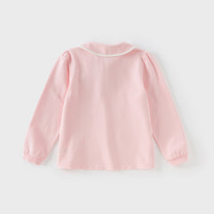 Dave&Bella Children Girls Spring Casual Polo Shirt Tops-Pink
