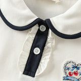 Dave&Bella Kids Girls Casual White/Pink Long Sleeve Preppy Polos