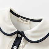 Dave&Bella Kids Girls Casual White/Pink Long Sleeve Preppy Polos