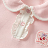Dave&Bella Kids Girls Casual White/Pink Long Sleeve Preppy Polos