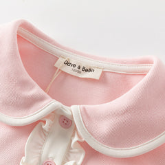Dave&Bella Children Girls Spring Casual Polo Shirt Tops-Pink