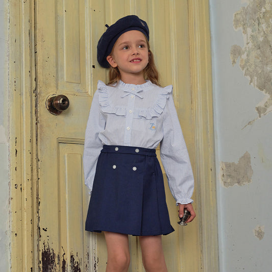 Dave&Bella Bbay Girls Spring Cotton Striped Gentle Blouse Top Shirt