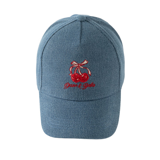 Dave&Bella Toddler/Kids Girls Fashion Denim Blue Soft Cotton Baseball Caps