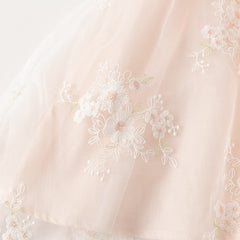 Dave&Bella Kids Girls Summer Orange Pink Chinese-style Embroidery Elegant Mesh Dress