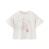 Dave&Bella Kids Girls Summer White Printed Short Sleeve Cotton T-Shirts