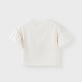Dave&Bella Kids Girls Summer White Printed Short Sleeve Cotton T-Shirts