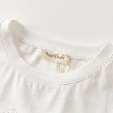 Dave&Bella Kids Girls Summer White Printed Short Sleeve Cotton T-Shirts
