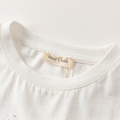 Dave&Bella Kids Girls Summer White Printed Short Sleeve Cotton T-Shirts