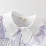 Dave&Bella Girls Summer Elegant Purple Floral Cotton A-Line Dress
